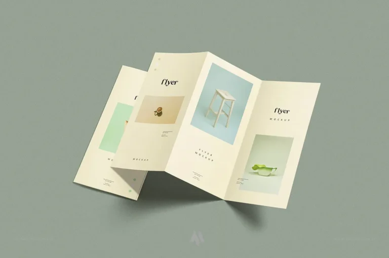 Mockup tờ rơi A4 gập 3 Nâng Tầm Thiết Kế