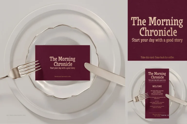 Mockup thiệp, menu nhà hàng với hiệu ứng dập nổi