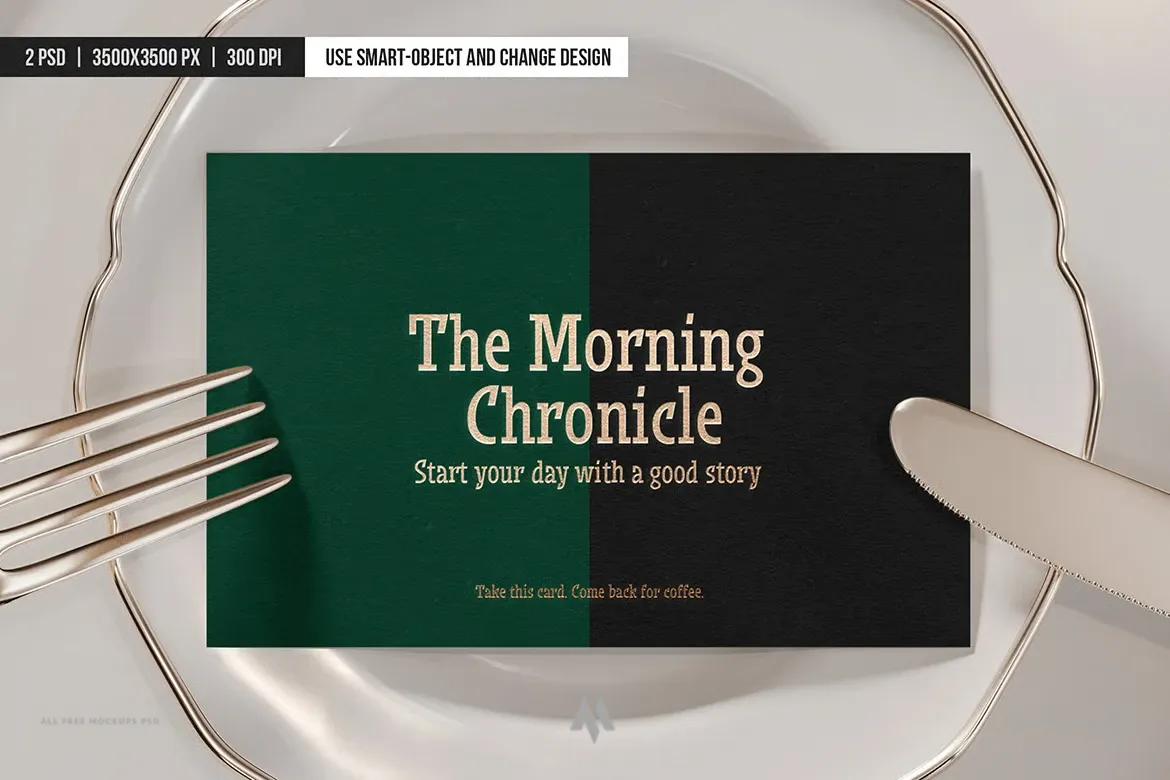 Mockup thiệp, menu nhà hàng với hiệu ứng dập nổi