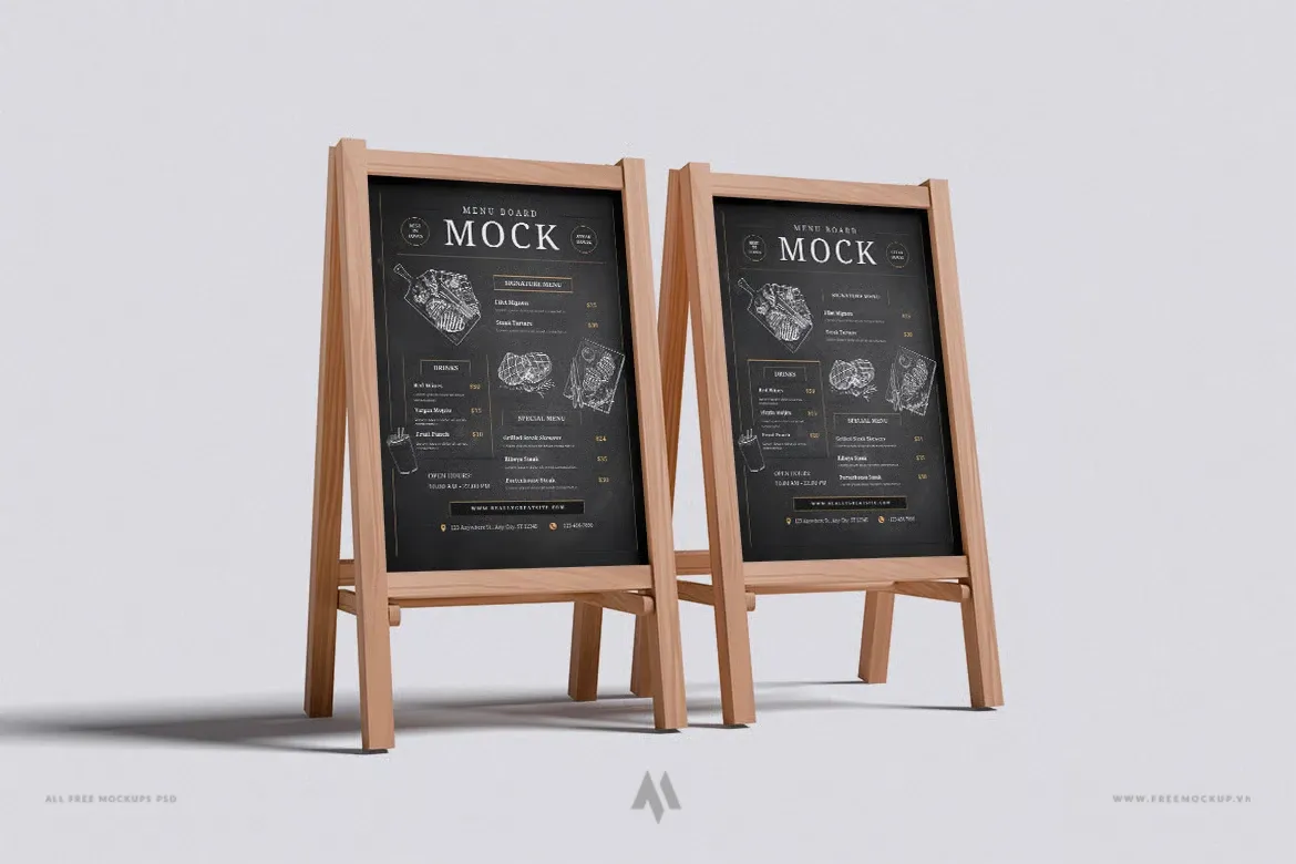 Mockup bảng menu quán caffe