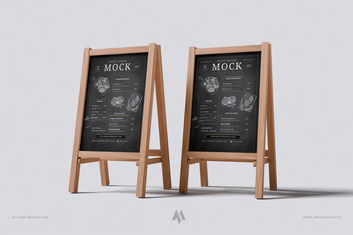 Mockup bảng menu quán caffe
