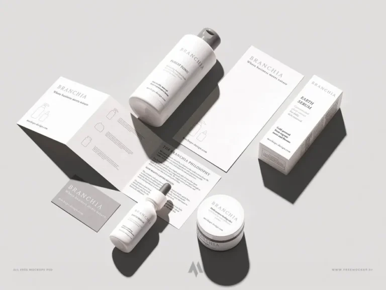 Mockup bộ nhận diện mỹ phẩm miễn phí