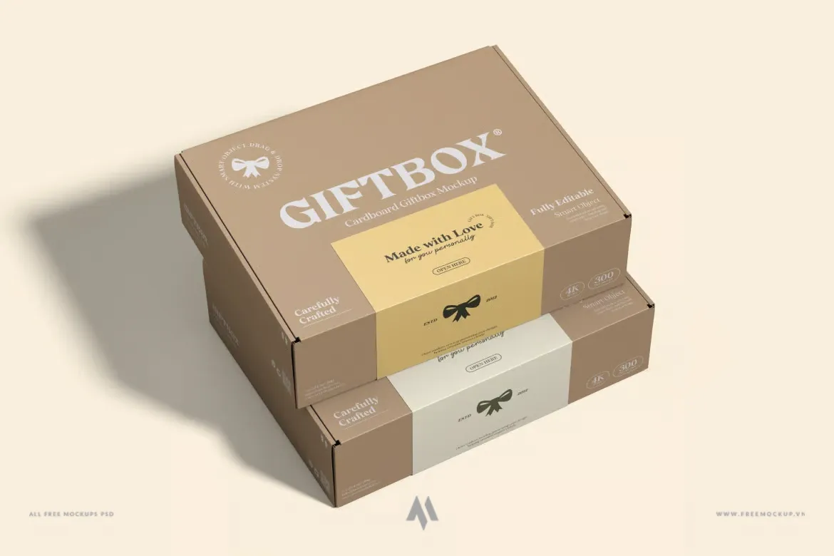 Mockup hộp quà bằng bìa cứng