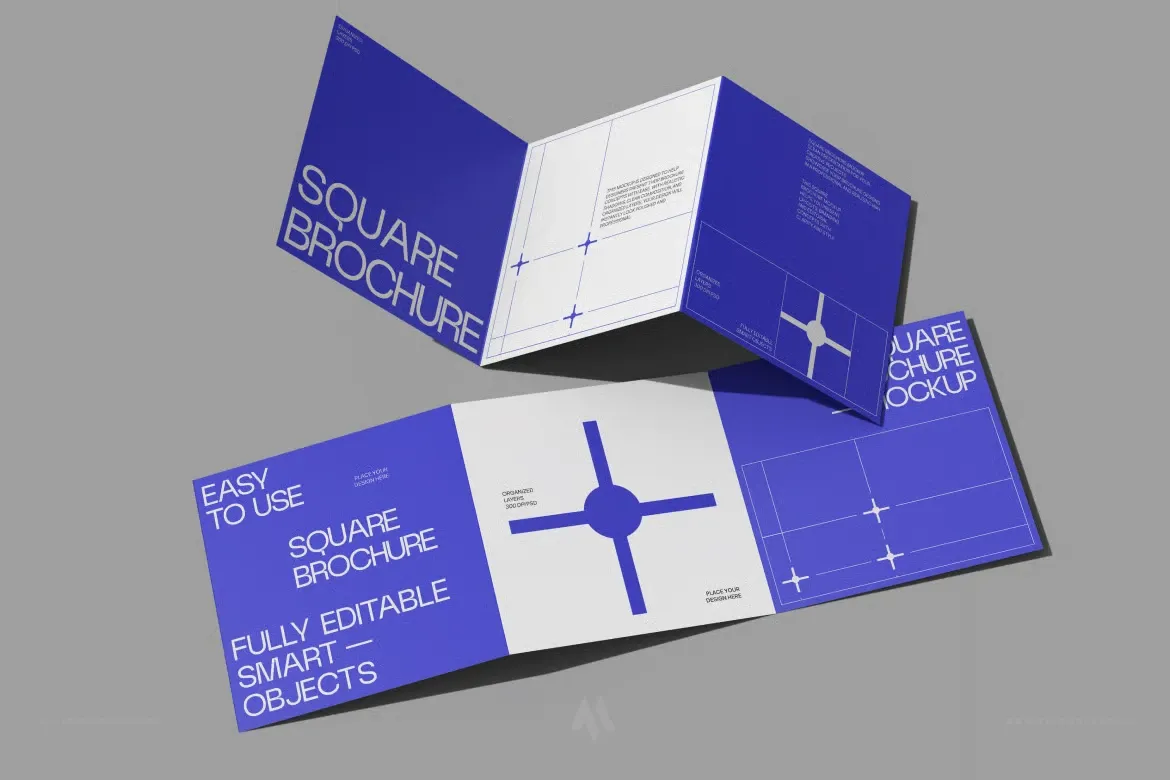 Mockup tờ rơi vuông gập ba miễn phí