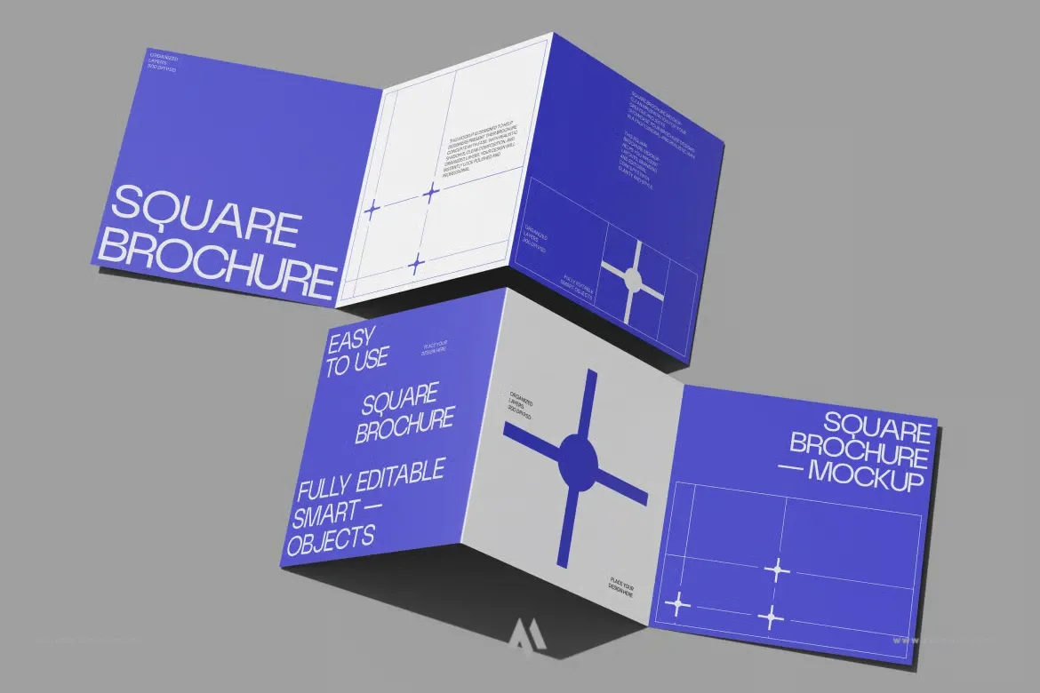 Mockup tờ rơi vuông gập ba miễn phí
