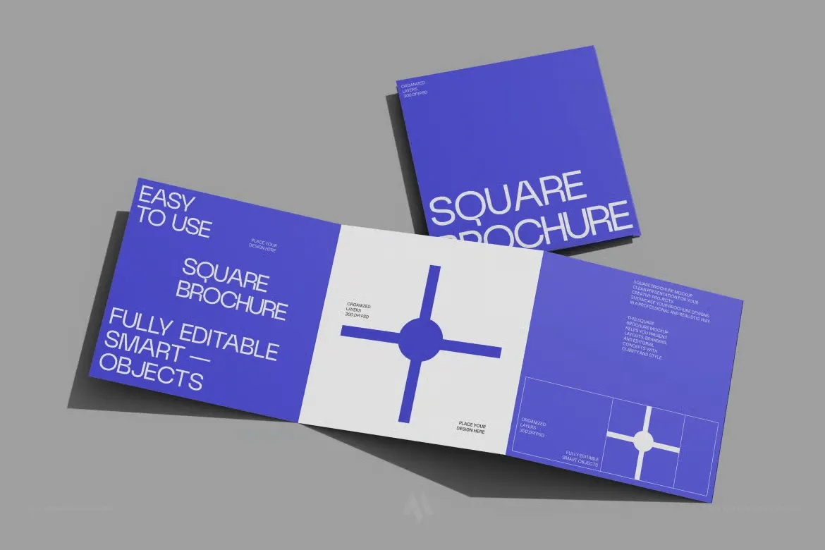 Mockup tờ rơi vuông gập ba miễn phí