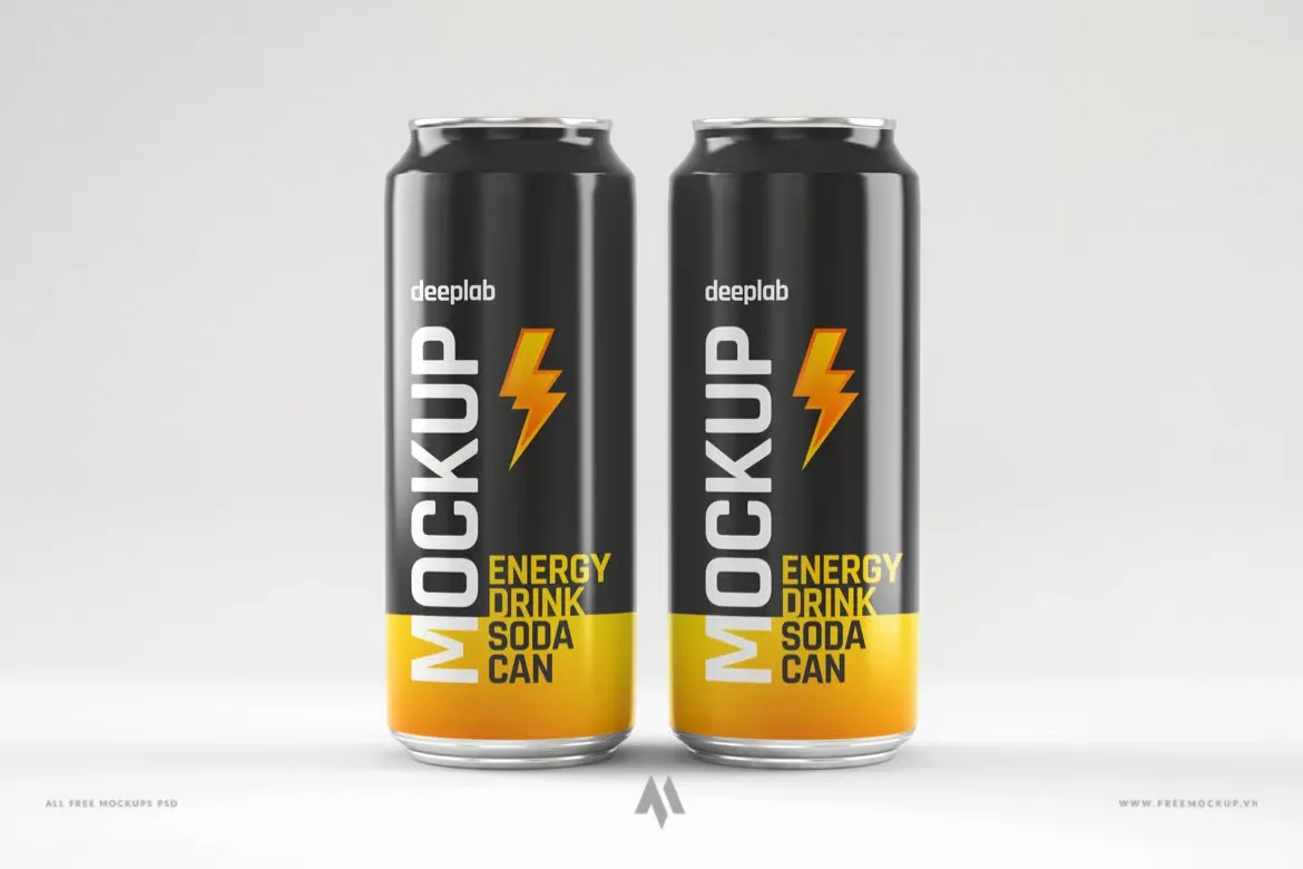 Mockup soda, nước tăng lực