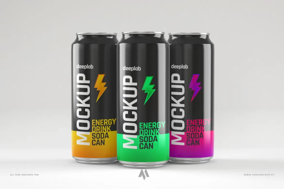Mockup soda, nước tăng lực