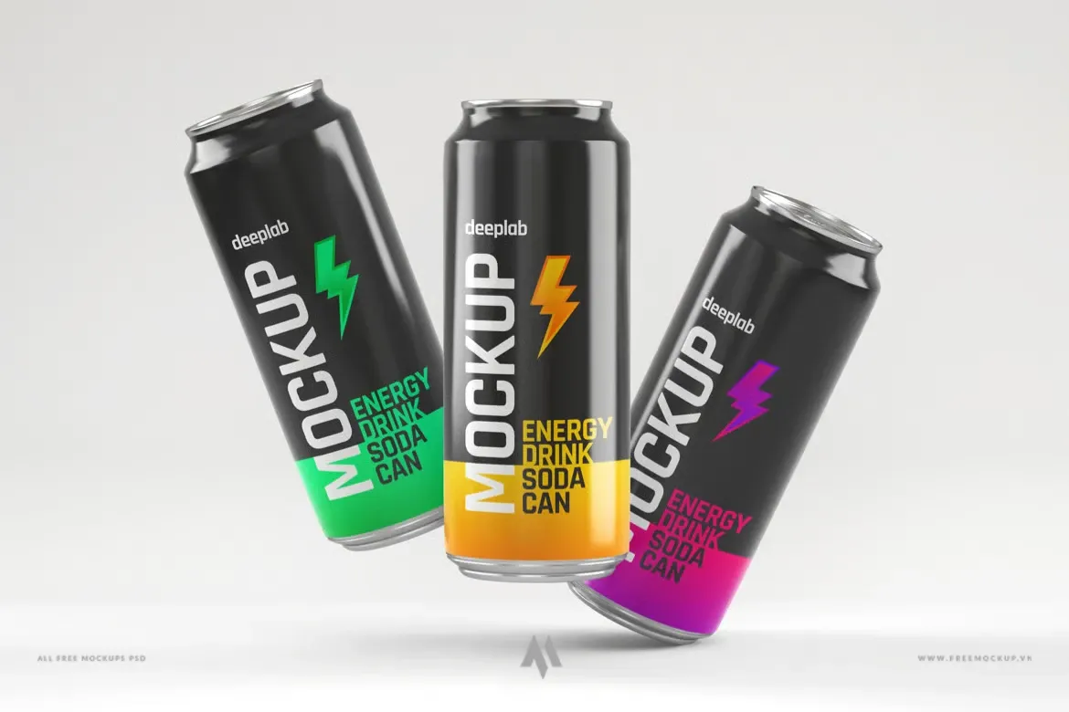 Mockup soda, nước tăng lực