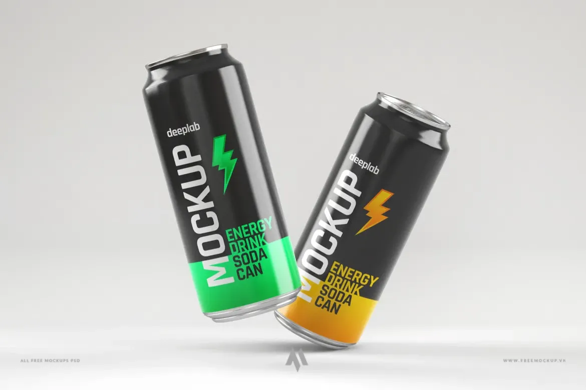 Mockup soda, nước tăng lực