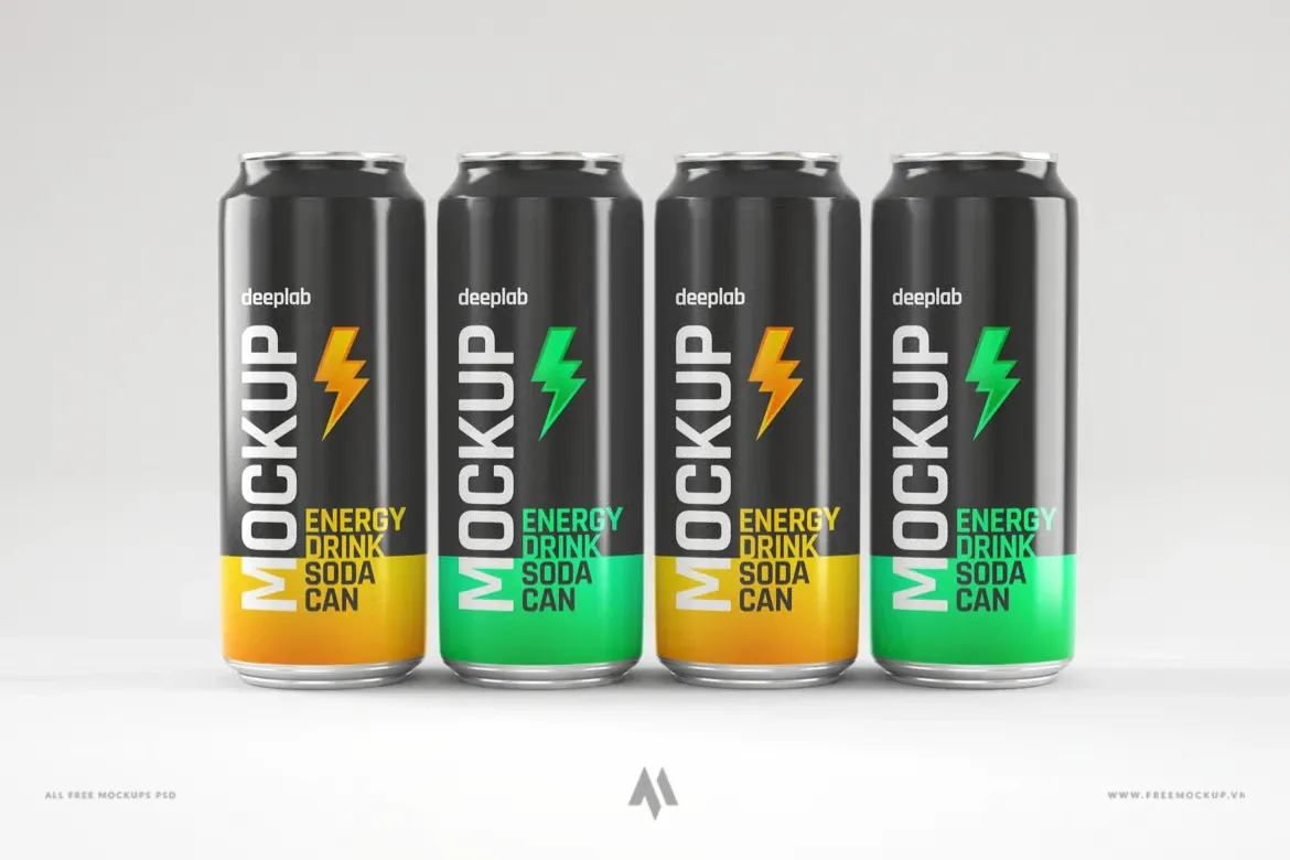 Mockup soda, nước tăng lực