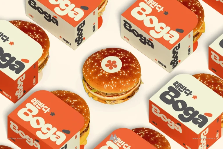 Mockup bao bì đựng đồ ăn nhanh burger