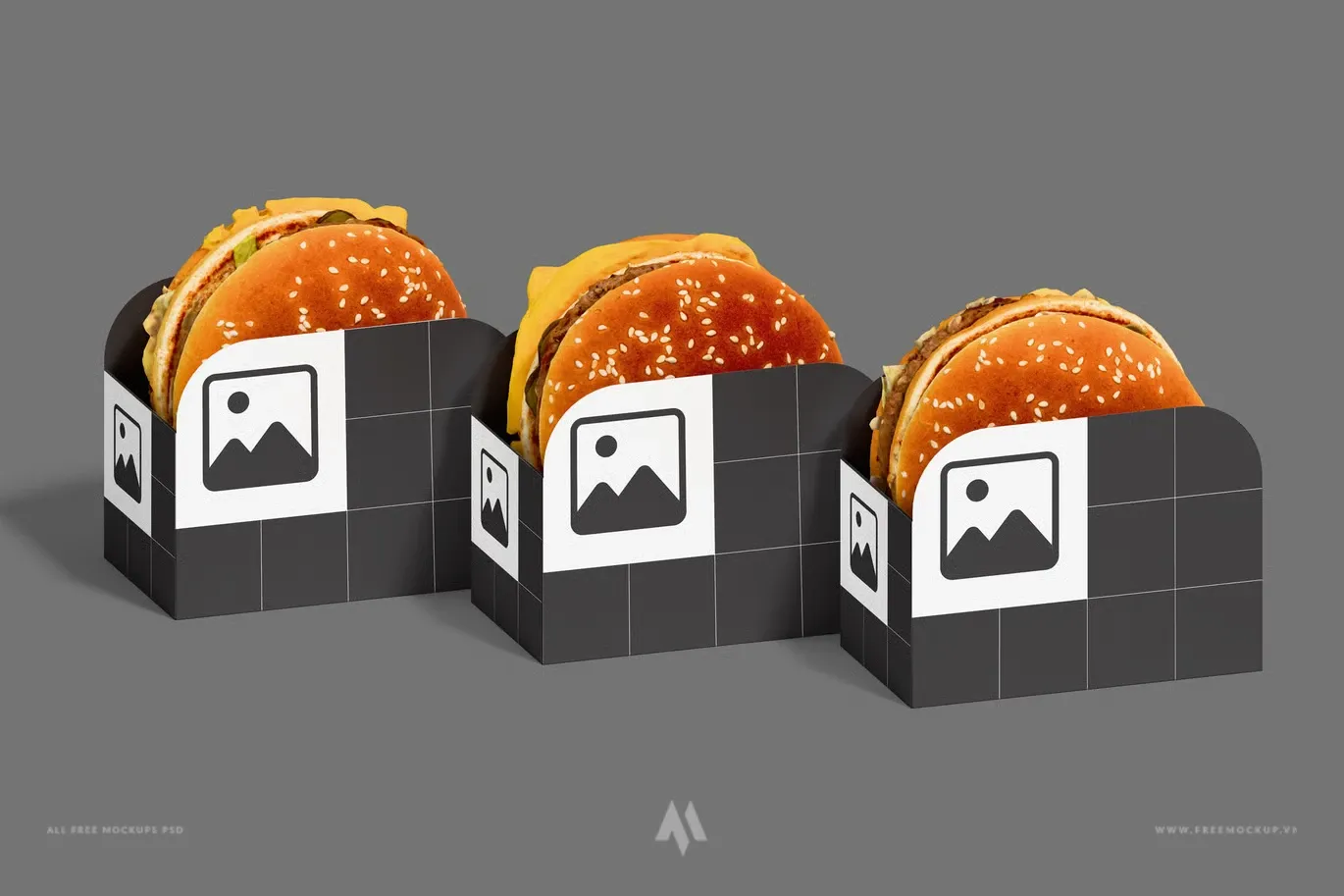 Mockup bao bì đựng đồ ăn nhanh burger