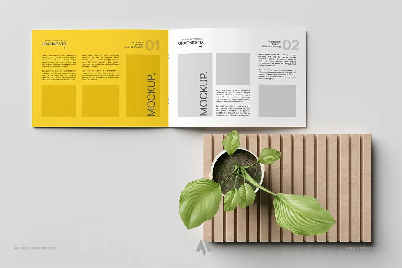 Mockup quyển catalogue khổ ngang đẳng cấp