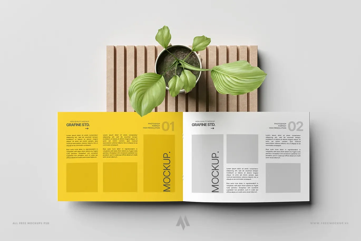 Mockup quyển catalogue khổ ngang đẳng cấp