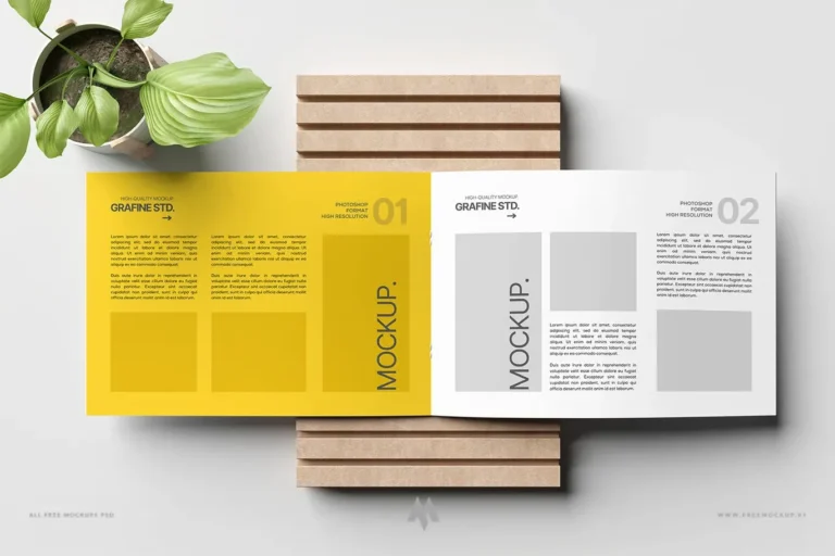 Mockup quyển catalogue khổ ngang đẳng cấp