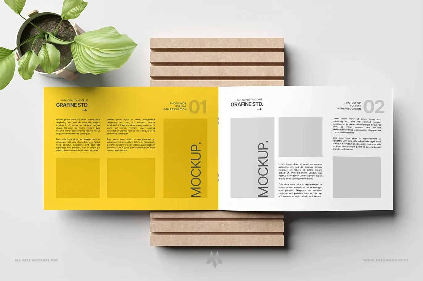 Mockup quyển catalogue khổ ngang đẳng cấp