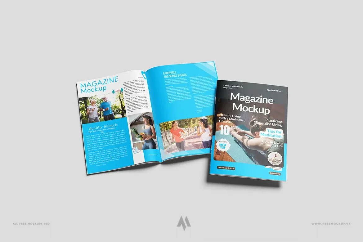 Mockup Tạp Chí A4 PSD Chuyên Nghiệp