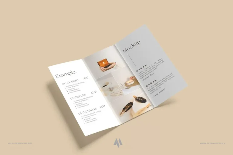 Mockup tờ rơi gấp ba chuyên nghiệp
