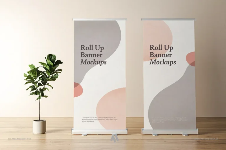 Mockup Standee cuốn chân nhôm chuyên nghiệp