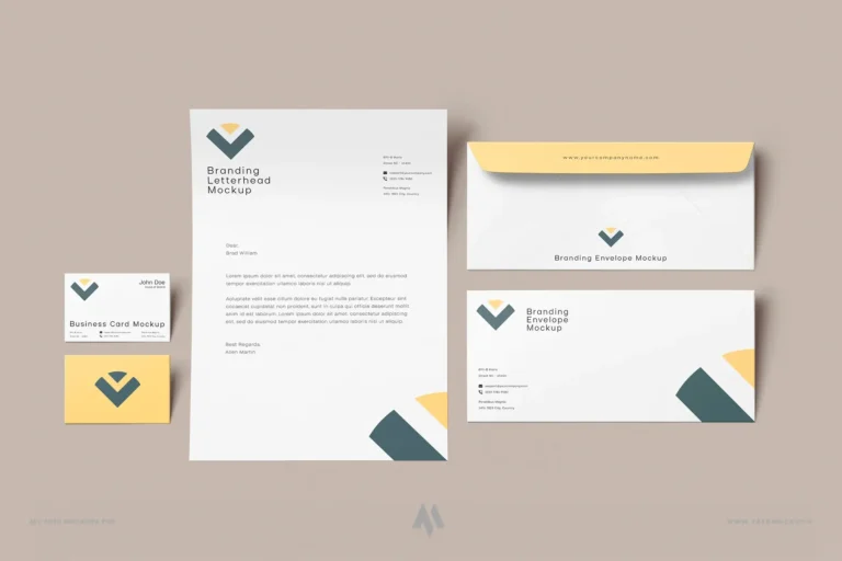 Mockup bộ nhận diện thương hiệu đơn giản