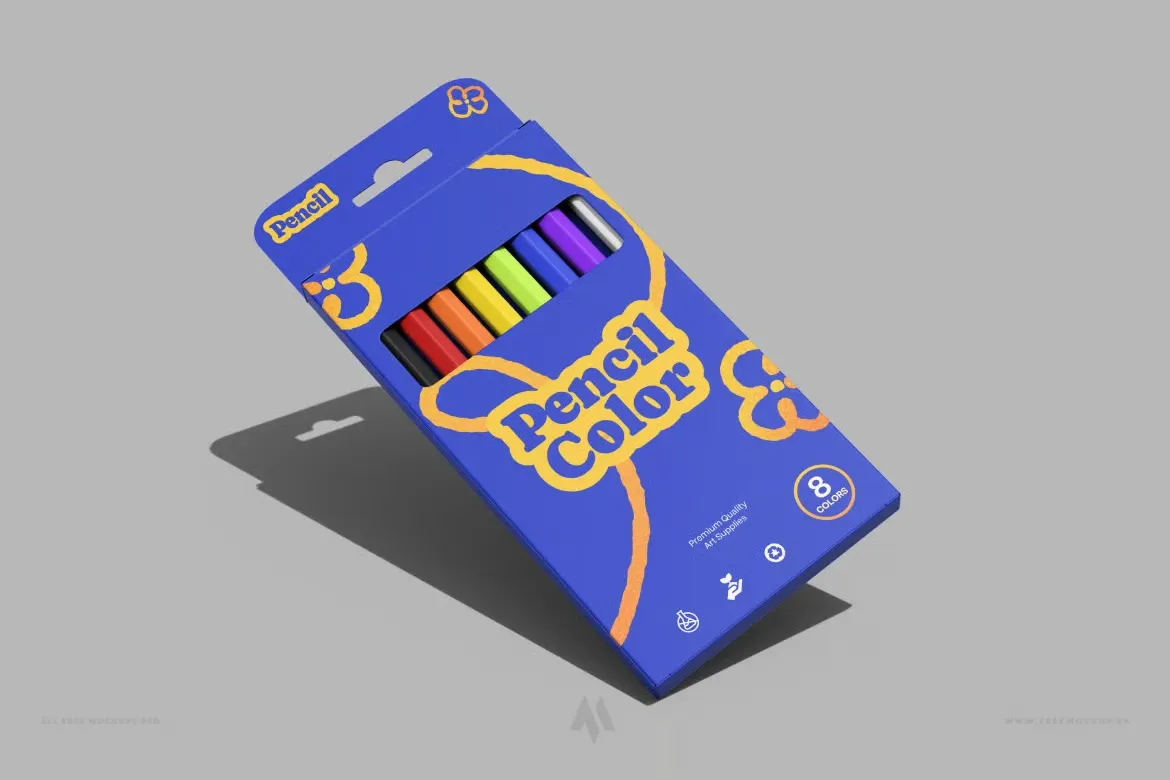 Tải Mockup Bao Bì Bút Chì Màu Chuyên Nghiệp PSD Miễn Phí