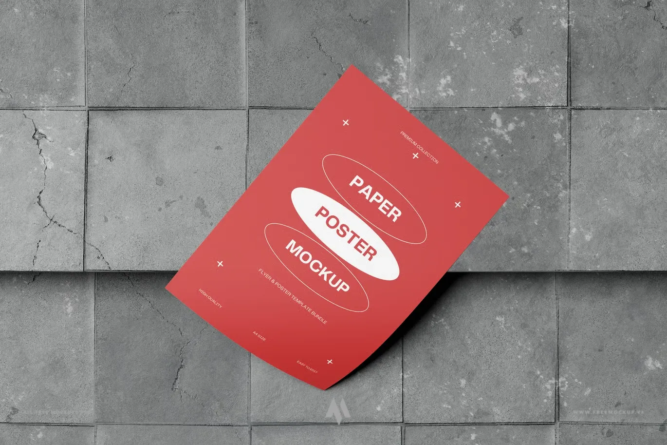 Tải Mockup Poster A4 Sàn Gạch Đen Chuyên Nghiệp Miễn Phí