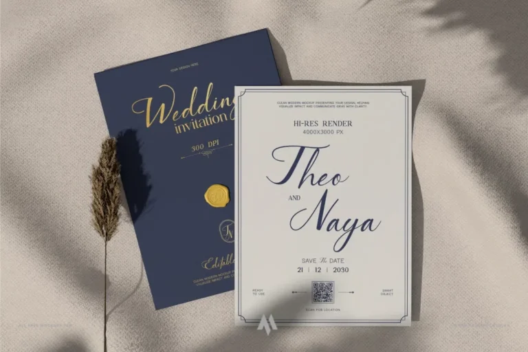 Mockup thiệp cưới sang trọng