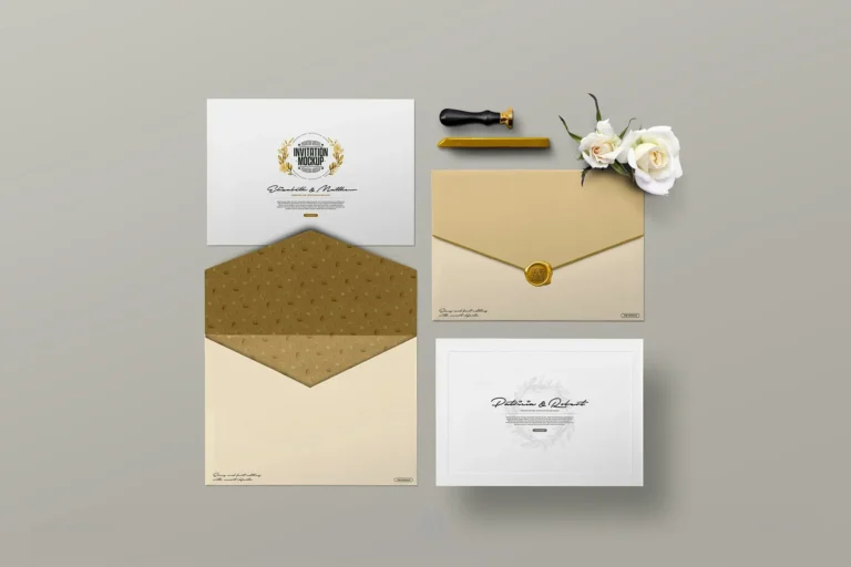 Mockup phong bì và thiệp mời miễn phí