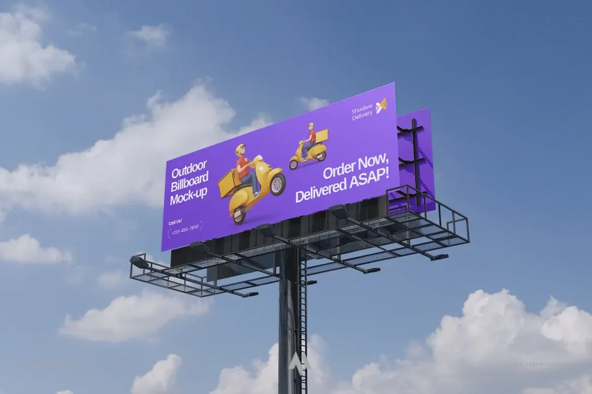 Mockup Bảng Hiệu Quảng Cáo Chất Lượng Cao PSD Miễn Phí