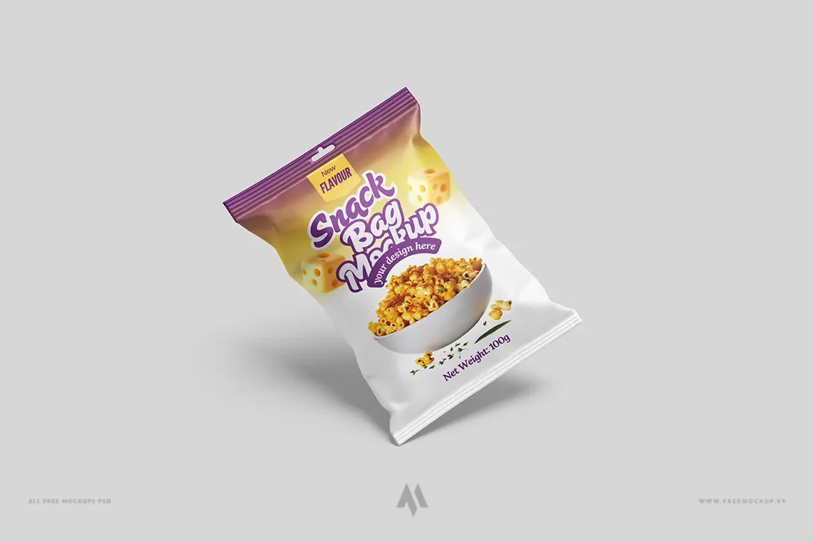 Mockup Bao Bì Snack Chuyên Nghiệp: Tải PSD Miễn Phí Ngay!