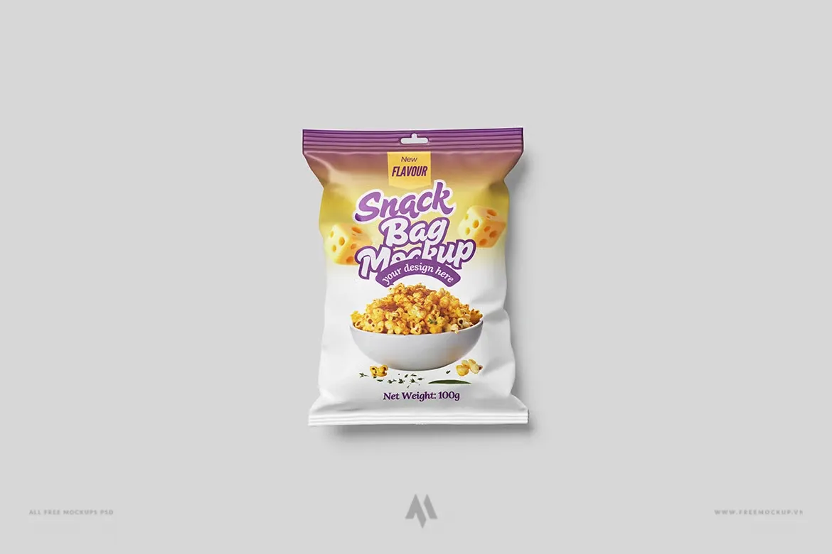 Mockup Bao Bì Snack Chuyên Nghiệp: Tải PSD Miễn Phí Ngay!