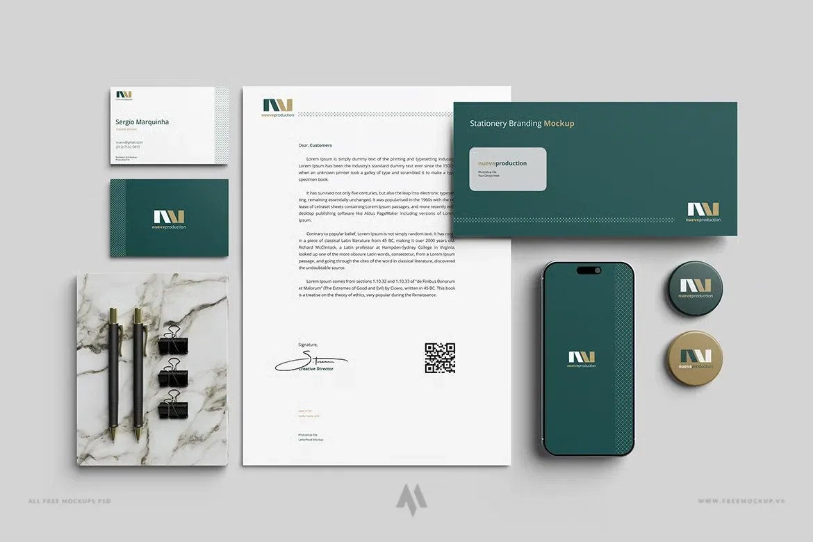 Mockup bộ nhận diện thương hiệu chuyên Nghiệp PSD Miễn Phí