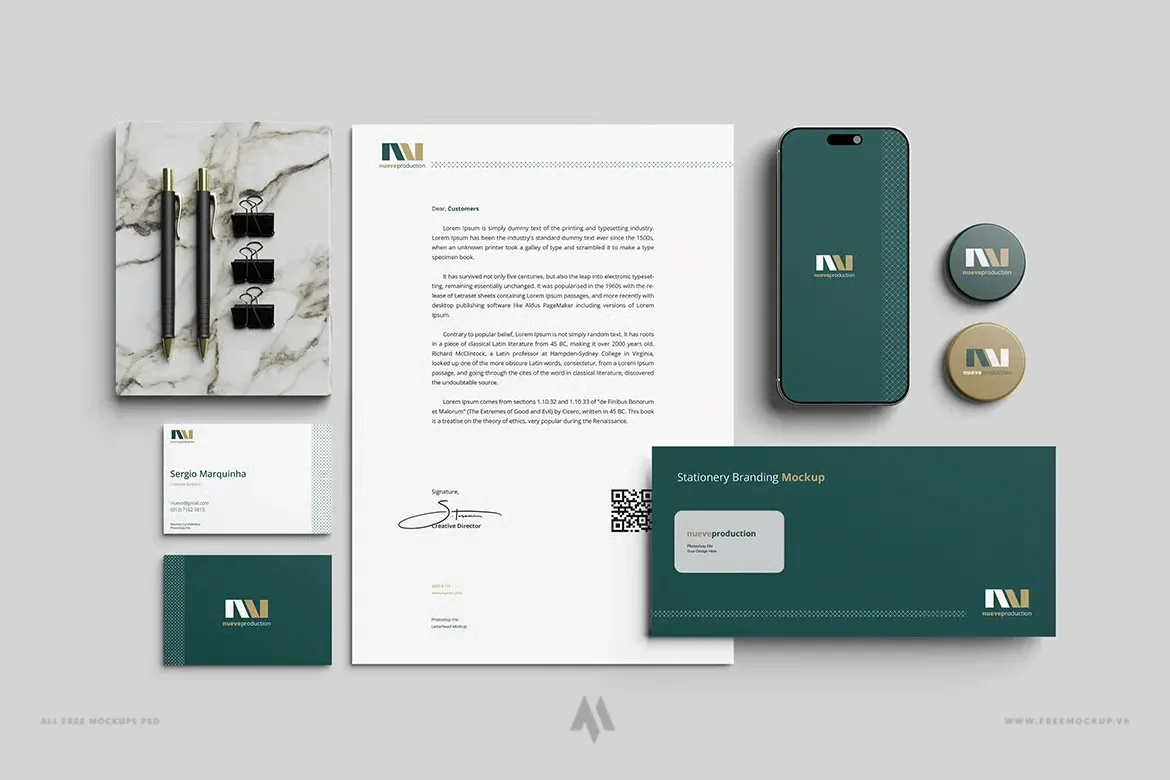 Mockup bộ nhận diện thương hiệu chuyên Nghiệp PSD Miễn Phí