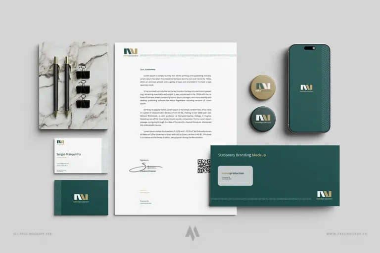 Mockup bộ nhận diện thương hiệu chuyên nghiệp PSD Miễn Phí