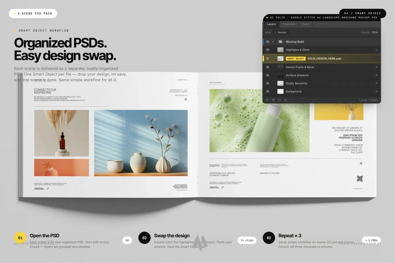 Mockup Brochure A4 Ngang PSD Miễn Phí