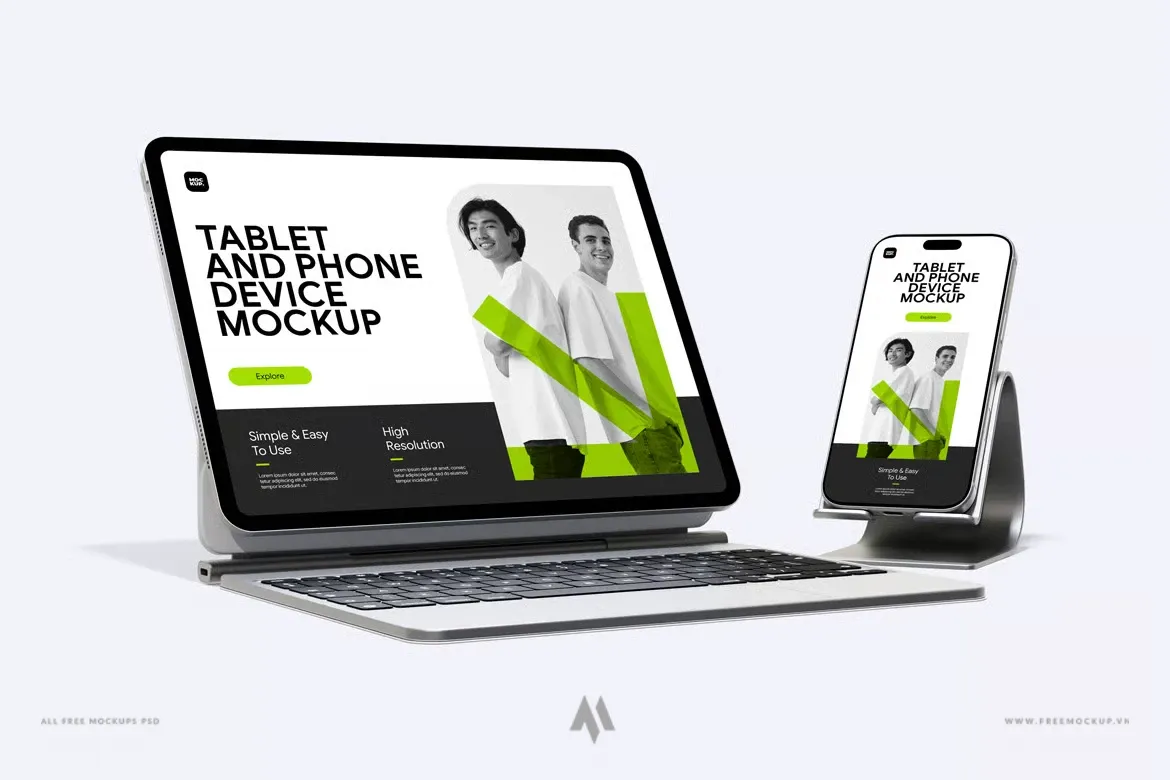 Mockup iPad iPhone Chuyên Nghiệp PSD Miễn Phí