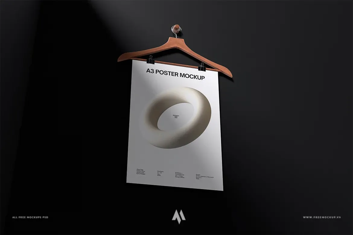 Mockup Poster Treo Mắc Áo Chuyên Nghiệp PSD Miễn Phí