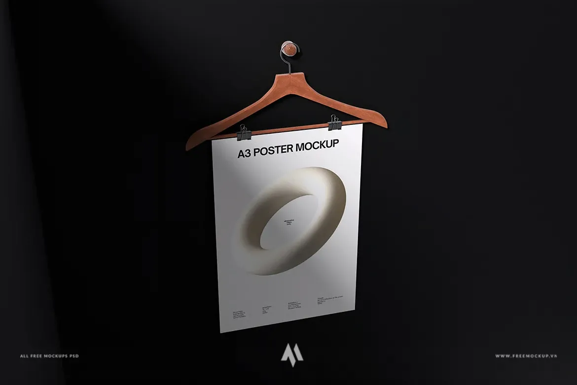 Mockup Poster Treo Mắc Áo Chuyên Nghiệp PSD Miễn Phí