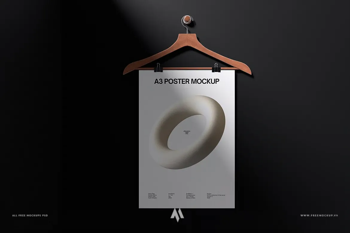 Mockup Poster Treo Mắc Áo Chuyên Nghiệp PSD Miễn Phí