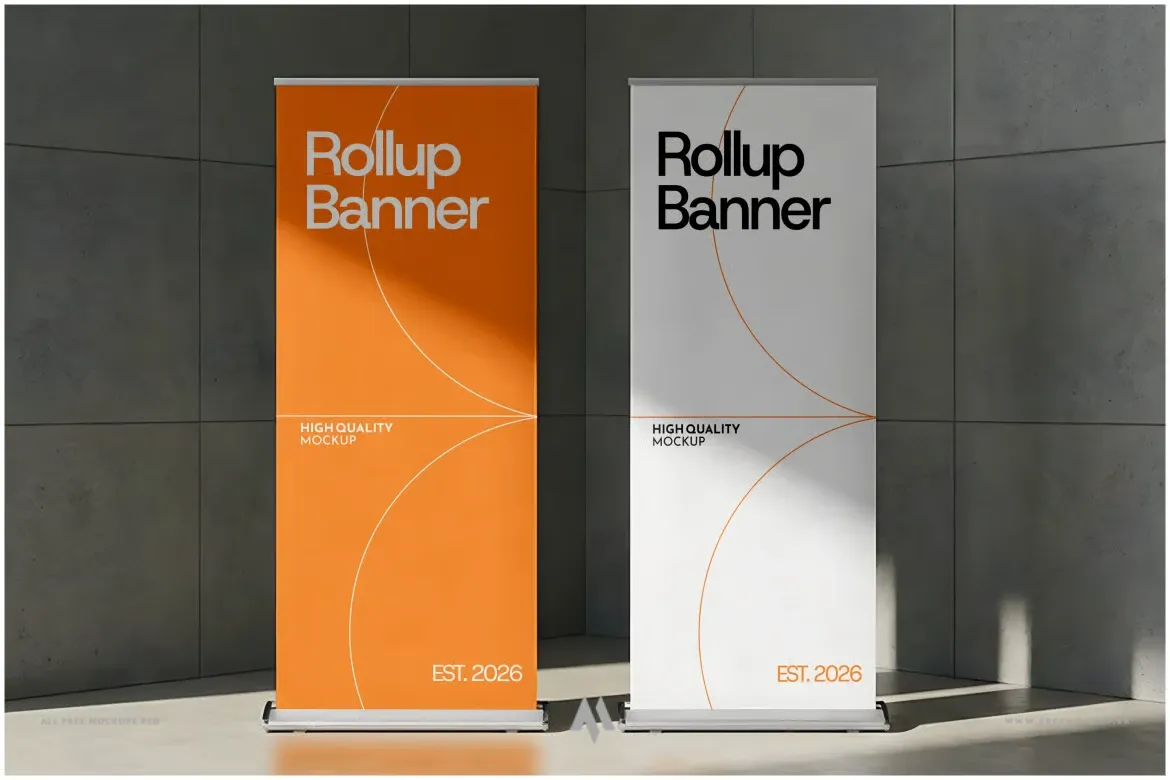 Mockup Roll Up Banner Chuyên Nghiệp PSD – Tải Miễn Phí