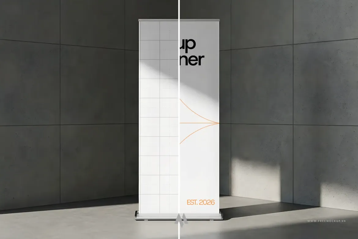Mockup Roll Up Banner Chuyên Nghiệp PSD – Tải Miễn Phí