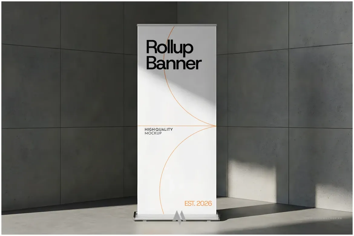 Mockup Roll Up Banner Chuyên Nghiệp PSD – Tải Miễn Phí