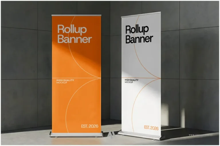 Mockup Roll Up Banner Chuyên Nghiệp PSD – Tải Miễn Phí