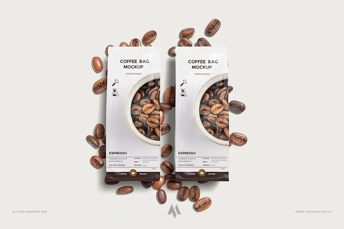 Mockup Túi Cà Phê PSD Miễn Phí