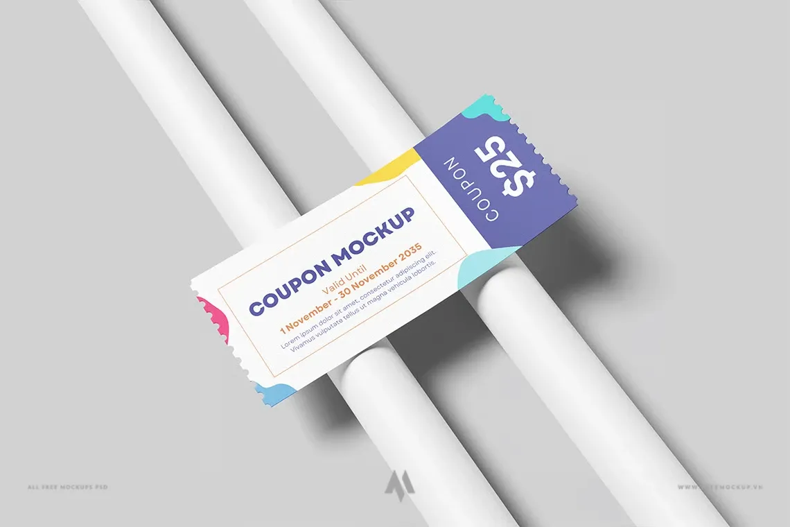 Mockup voucher giảm giá chuyên nghiệp PSD