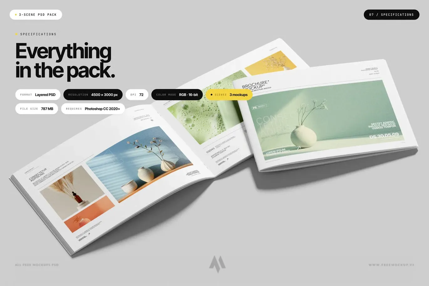 Tải Mockup Brochure A4 Ngang Chuyên Nghiệp PSD Miễn Phí