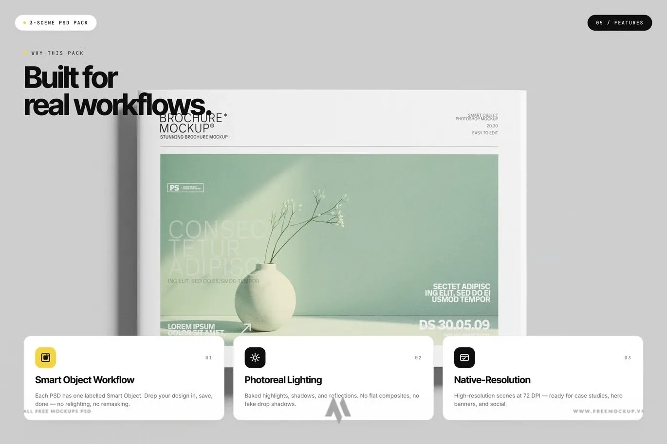 Tải Mockup Brochure A4 Ngang Chuyên Nghiệp PSD Miễn Phí