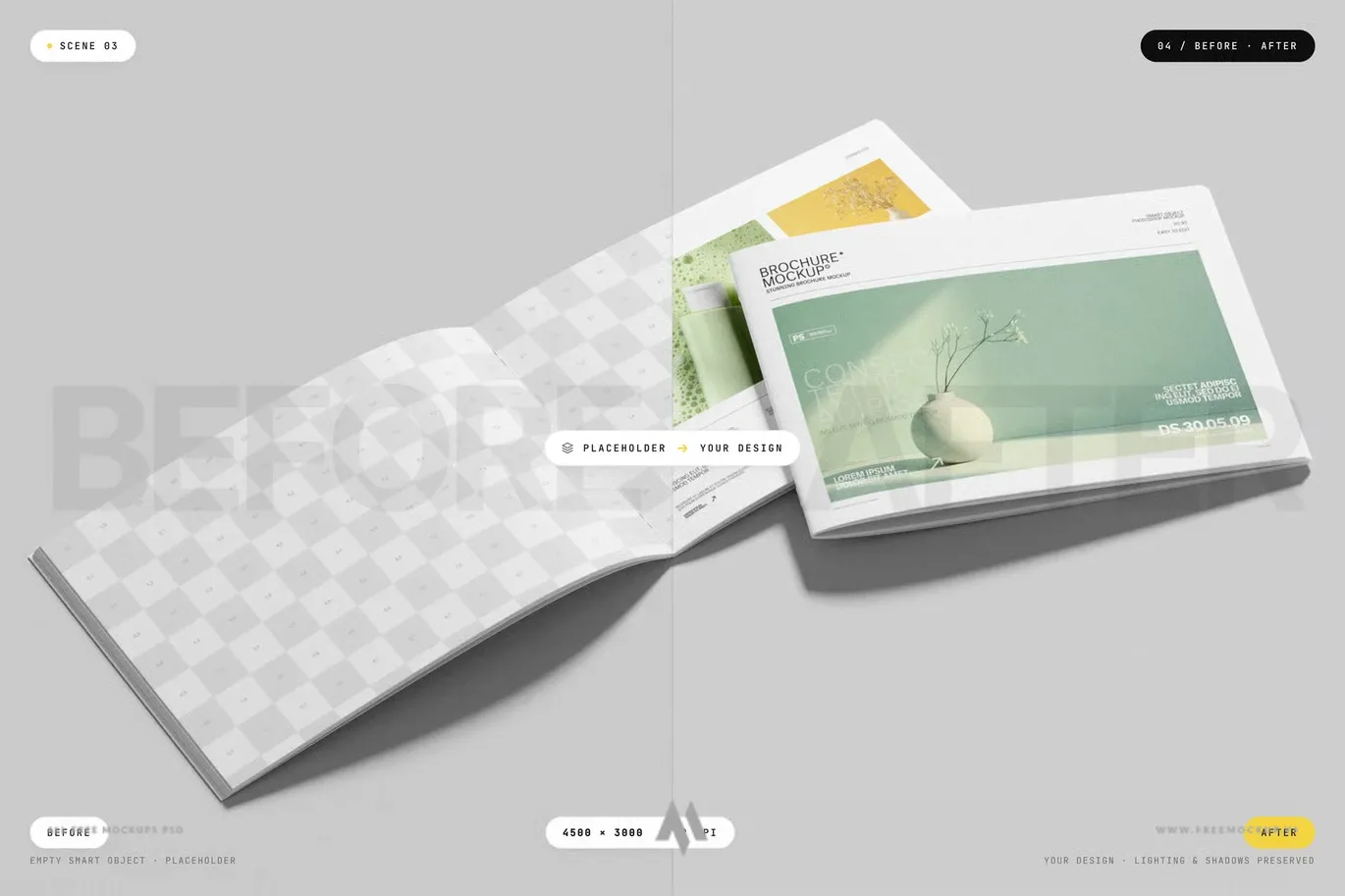 Tải Mockup Brochure A4 Ngang Chuyên Nghiệp PSD Miễn Phí