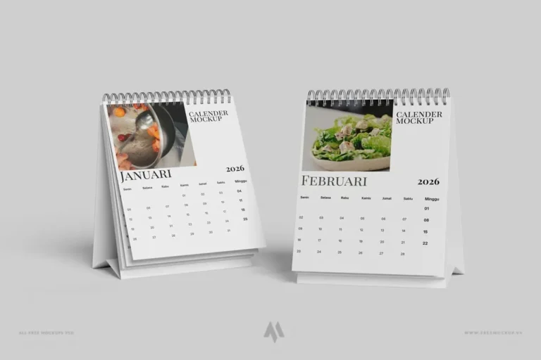 Mockup lịch để bàn PSD miễn phí